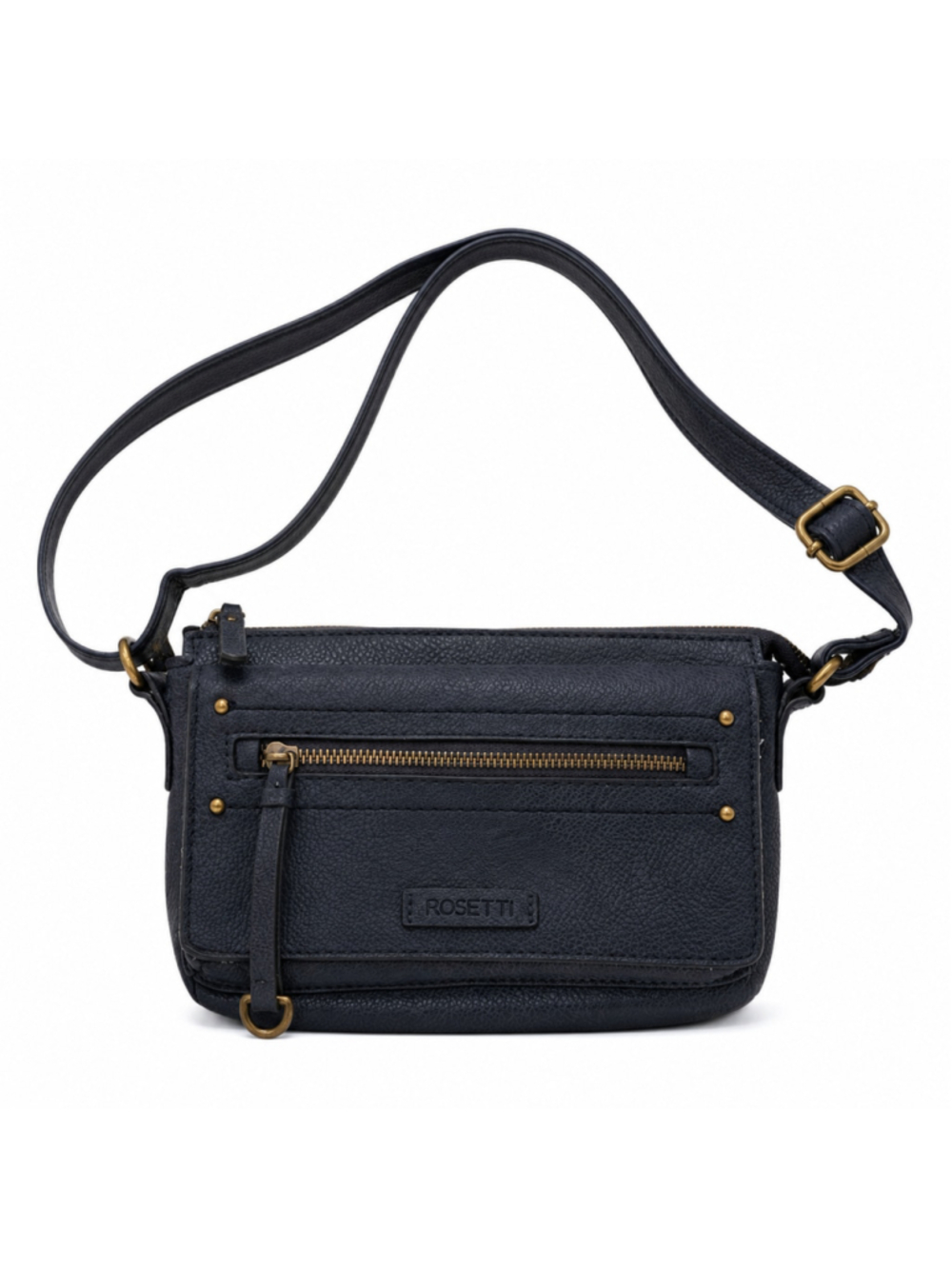 Rosetti Navy Blue Pebbled Crossbody Purse Gold Hardware Multi Pocket NWOT